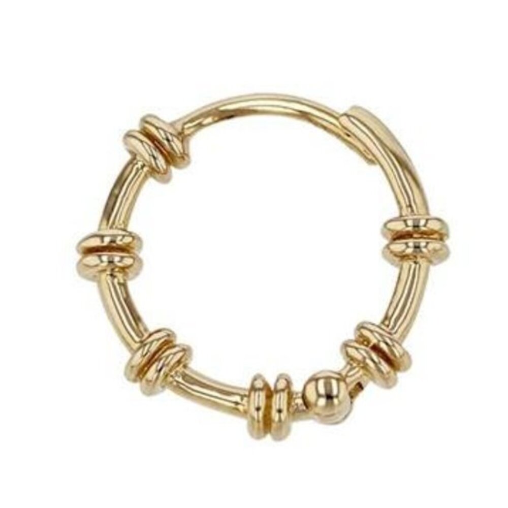 New 14K Yellow Gold 14ky 12.5xmm Barbered Wire Hoop Earring